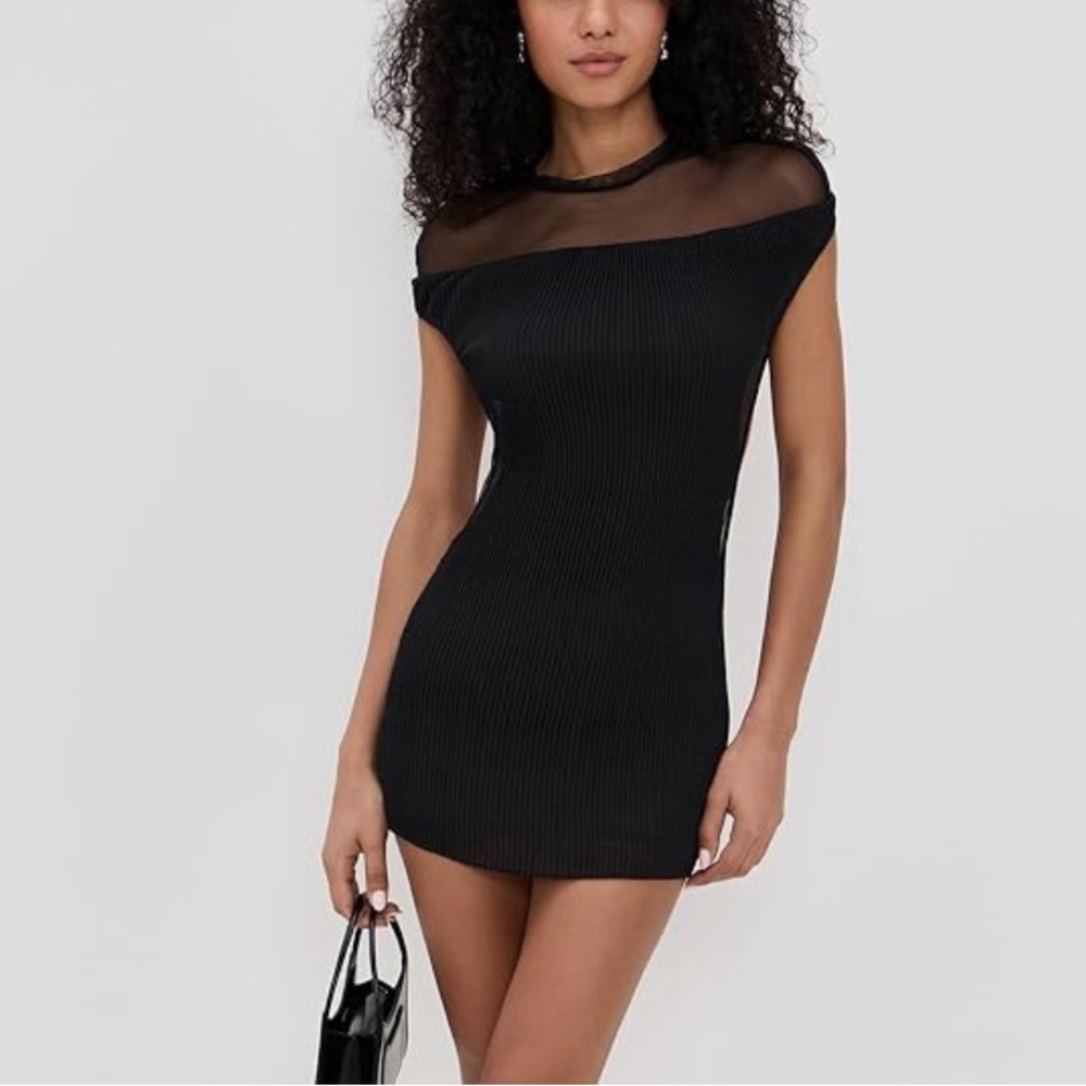 Lioness Black Mesh Mini Dress